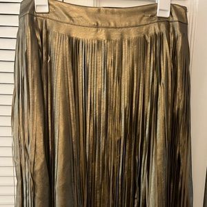 Fun gold fringe a-line faux leather midi
